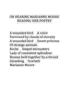 On hearing Marianne Moore reading her poetry (English)