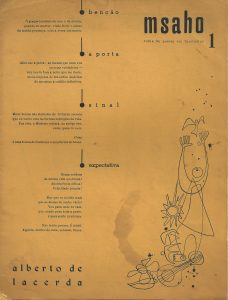 msaho, Fascicle 1, Lourenço Marques, Mozambique, October 1952. Includes 4 poems by Alberto de Lacerda