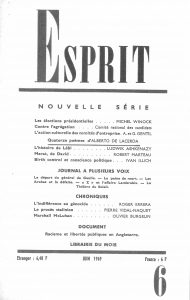 Esprit Nouvelle Série, Paris, June 1969. Includes 14 poems by Alberto de Lacerda, translated by Anne-Marie Albiach with the collaboration of Claude Royet-Journould