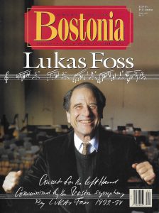 Bostonia, Boston University, Spring 1994, cover photo of Lucas Foss by Fred Sway, musical manuscripts provided by Lucas Foss. Includes "The Fiction of Machado do Assis" by Alberto de Lacerda, pp. 60-61