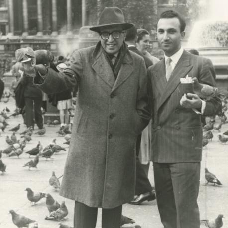 With Manuel Bandeira, Trafalgar Square, 1957